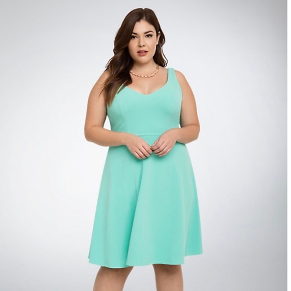 Torrid Mint Textured Vneck Skater Dress 
